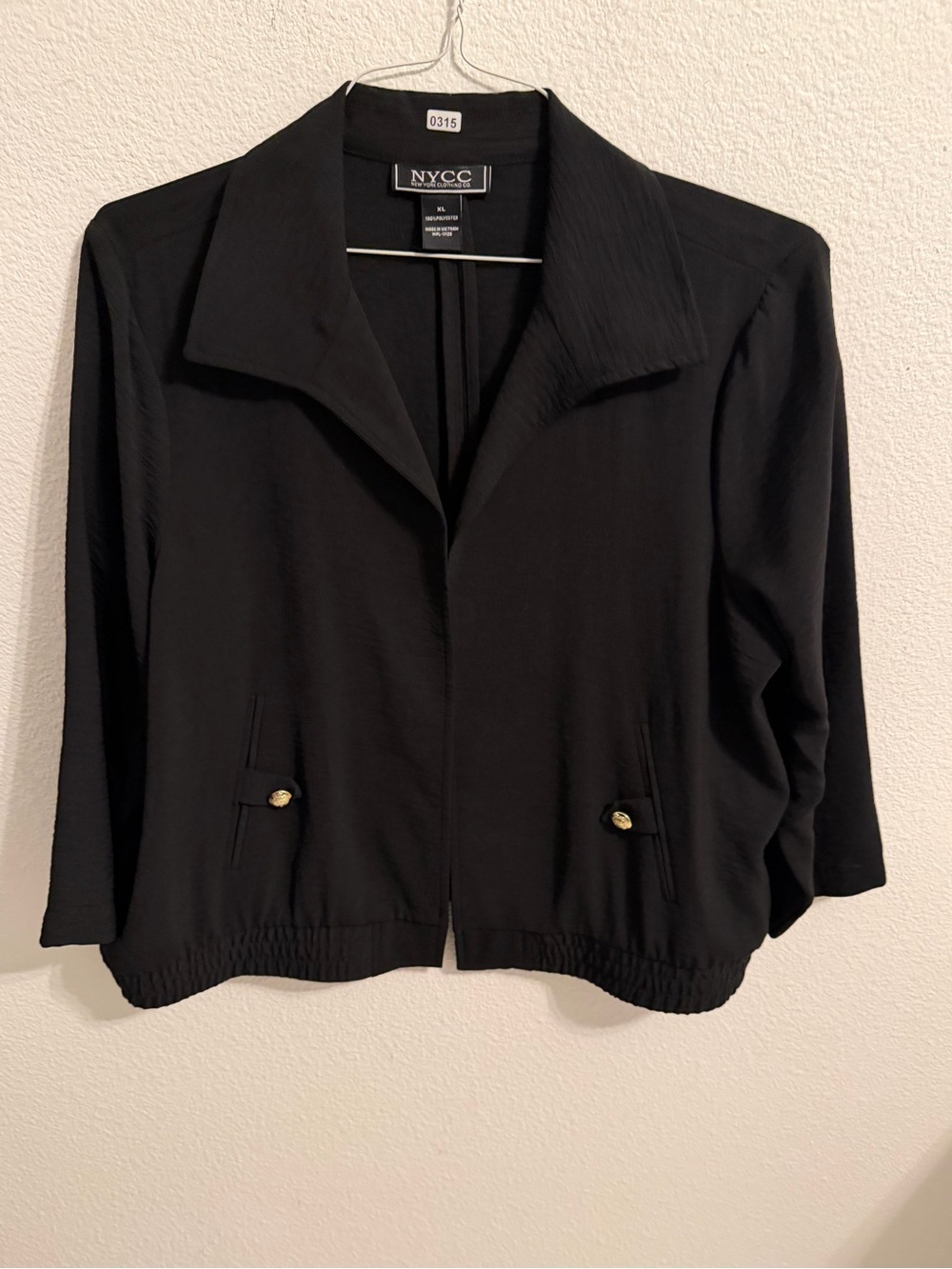 NYCC Women's Black Cropped Blazer with Gold Buttons